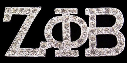 Zeta phi Beta Sorority Inc Crystal Letters Brooch